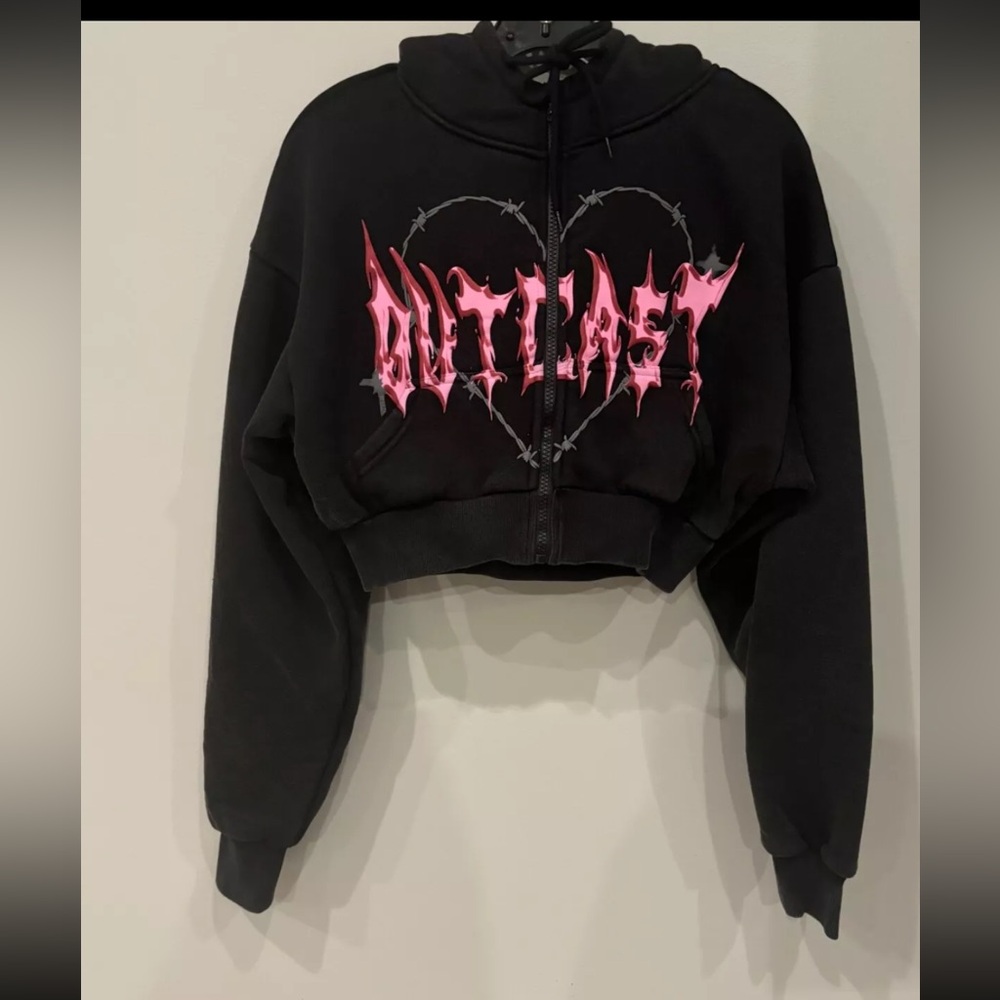 Outcast/sweatpants&cropped hoodie /XXS (set)/ Black/DarkStonewashGray